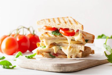 grilled cheese and tomato sandwich on white background clipart