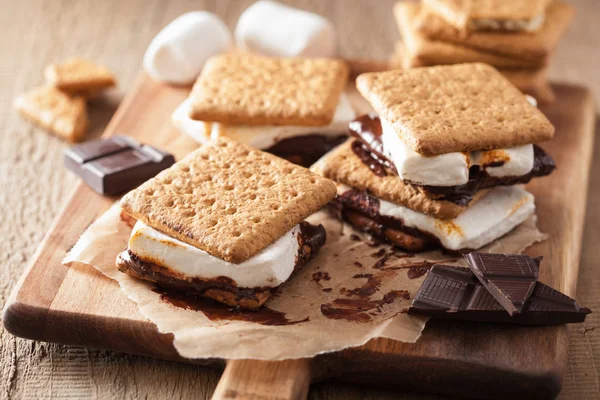 Zelfgemaakte Marshmallow Mores Met Chocolade Crackers — Stockfoto