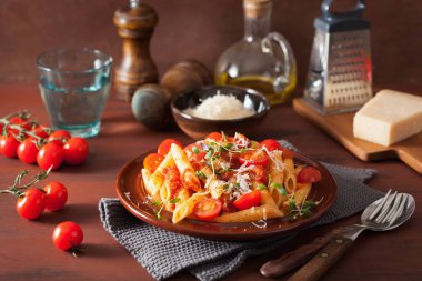 sebzeli penne makarna domates parmesan kekik ile