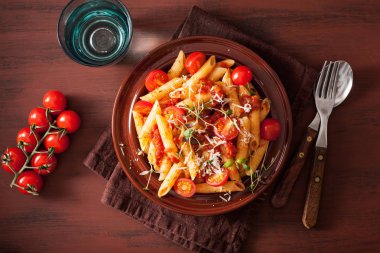 sebzeli penne makarna domates parmesan kekik ile