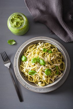 Avokado fesleğen pesto soslu spagetti makarna