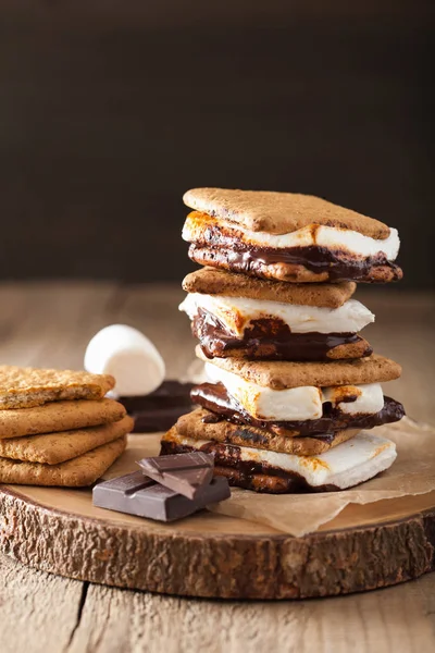 Zelfgemaakte Marshmallow Mores Met Chocolade Crackers — Stockfoto