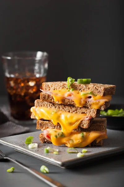 Kızarmış Jambonlu Peynirli Sandviç — Stok fotoğraf