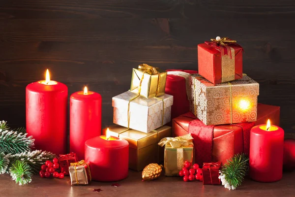 Caja Regalo Navidad Luz Decoración —  Fotos de Stock