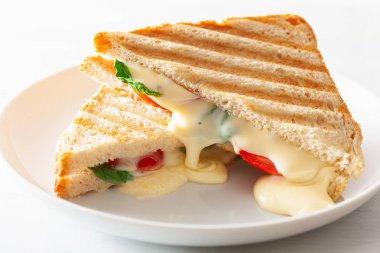 grilled cheese and tomato sandwich on white background clipart