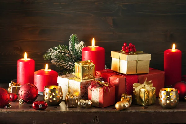 Рождественский Подарочный Коробок Украшения Света — стоковое фото