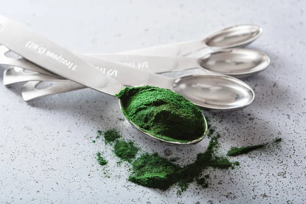 Spirulina Powder Healthy Dietary Supplement — Stock Photo, Image