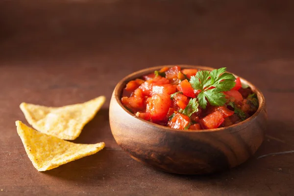 Mexikansk Salsa Dip Och Nachos Tortillachips — Stockfoto