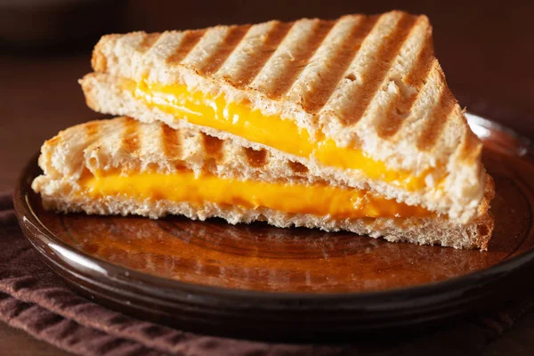 Grilled Cheese Sandwich Rustic Brown Background — Stock Photo, Image