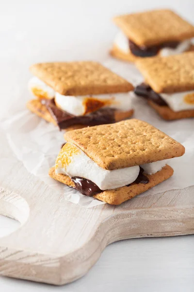 Zelfgemaakte Marshmallow Mores Met Chocolade Crackers — Stockfoto