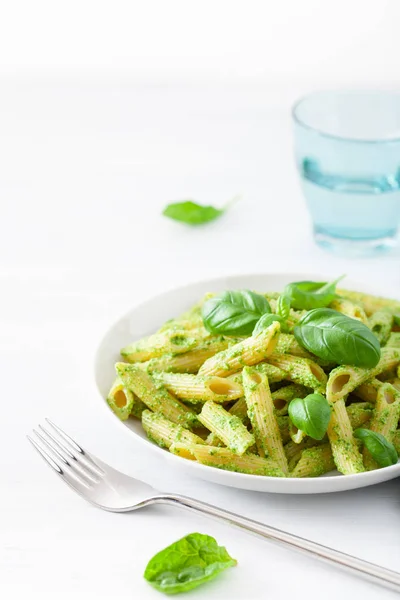 Pâtes Penne Avec Sauce Pesto Aux Épinards Basilic — Photo