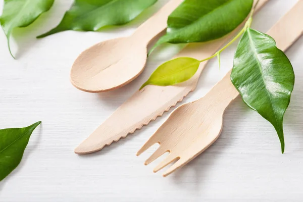 eco friendly wooden cutlery. plastic free concept