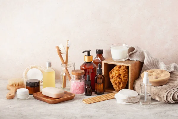 Nul Afval Eco Vriendelijke Hygiëne Badkamer Concept Houten Tandenborstel Zeep — Stockfoto