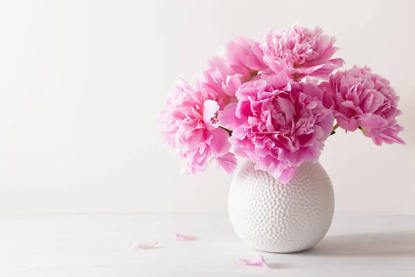 Hermoso Ramo Flores Peonía Rosa Jarrón — Foto de Stock