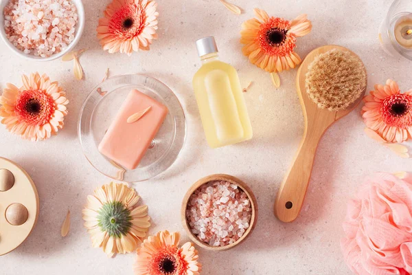 Productos Baño Cuidado Corporal Flores Margarita Cosméticos Naturales Para Tratamiento — Foto de Stock