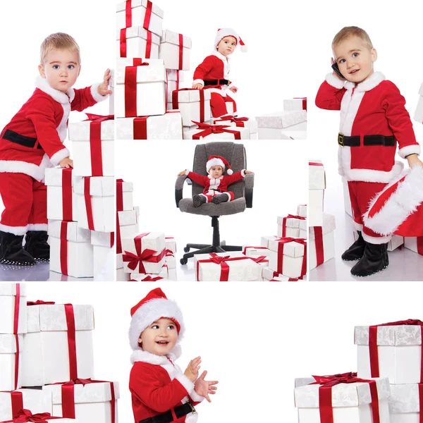 Jul-konceptet collage med Santa — Stockfoto