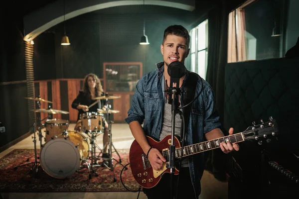 Music band having rehearsal — Stock Photo, Image