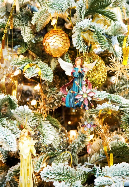 Fundo da árvore de Natal e decorações de Natal — Fotografia de Stock