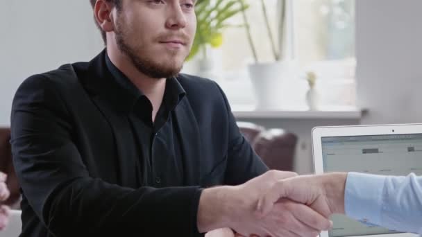 Confident young man attending job interview — Stock Video