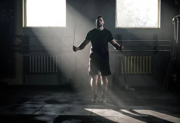 Homem Esportivo Faça Exercício Cardio Diário. — Fotografia de Stock