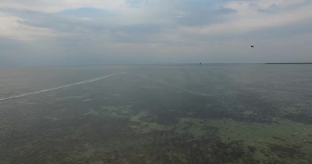 Парасейлінг Морі Кайт Серфінг Висоти Гарний Вид Море Вище Кайт — стокове відео