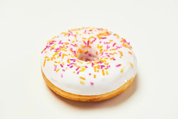 Appetizing White Donut Sprinkles Isolated White Background — Stock Photo, Image