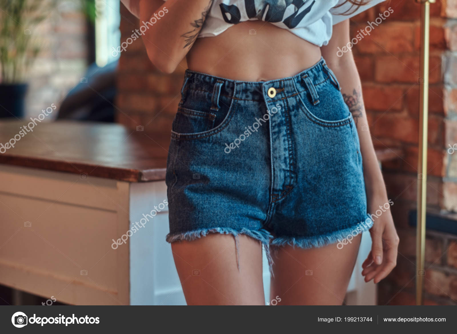 Teen Girl With Unzipped Shorts