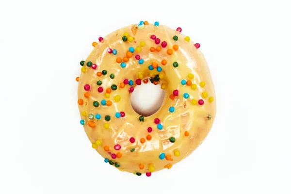 Appetizing Golden Donut Sprinkles Isolated White Background — Stock Photo, Image