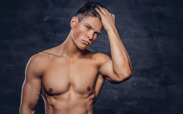 Close Portret Van Een Sexy Shirtless Jongeman Model Met Een — Stockfoto