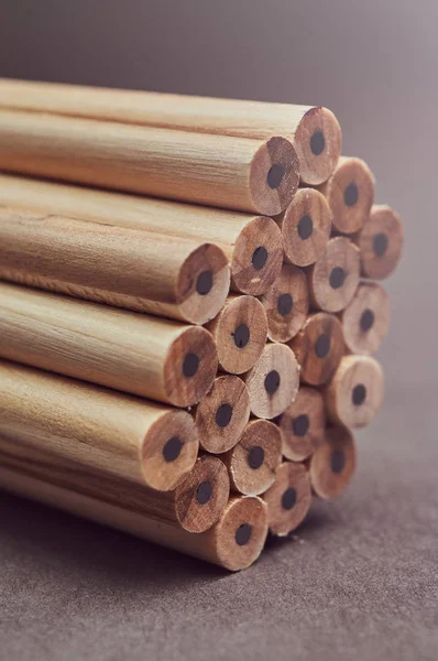 Close-up photo of pencils. Isolated on gray. — Stock Photo, Image