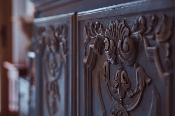 Close-up photo of a classic handmade carved furniture. — Stock Photo, Image
