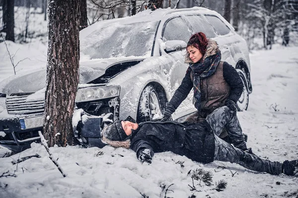 Accident de voiture survenu à cause de l'alcool — Photo