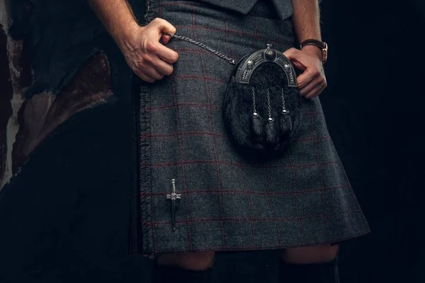 Traditionell skotsk dräkt. Kilt och sporran. — Stockfoto