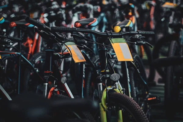 A lot of new bicycles at new warehouse. — Stock Photo, Image