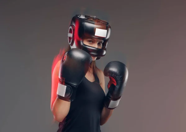 Portrait of attracyive woman ready to fight