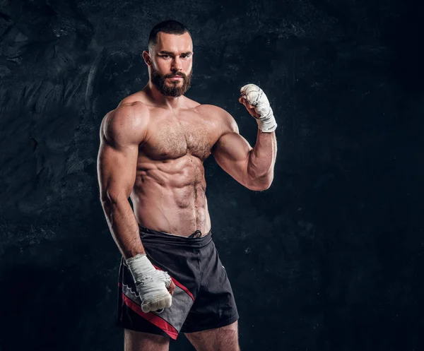 Portrait of muscular fighter with nacked torso — Stock Photo, Image