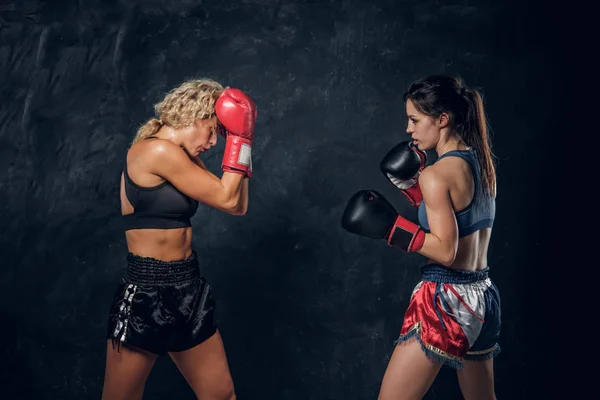 Lucha entre dos boxeadoras profesionales — Foto de Stock