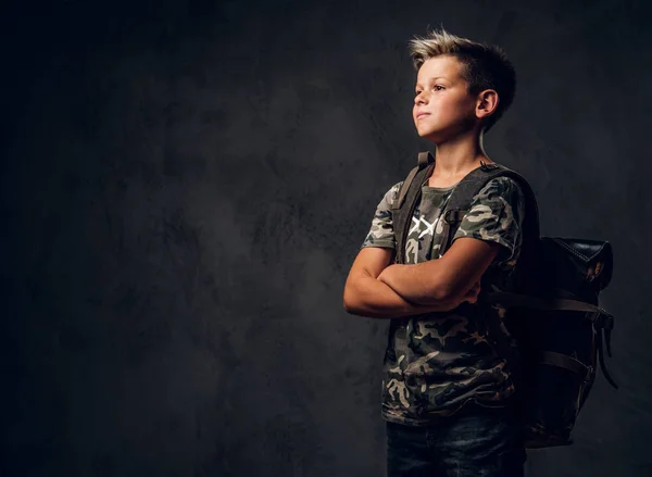 Portrait of young attractive schoolboy at photo studio — Stock Photo, Image