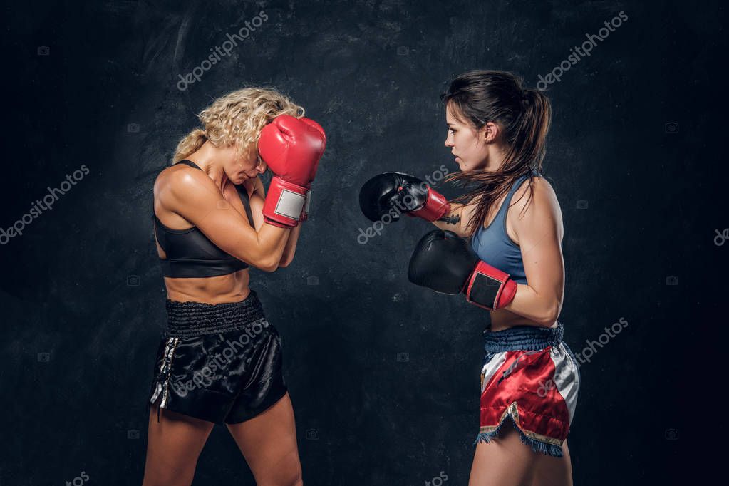 Fight between two professional female boxers — Stock Photo © fxquadro