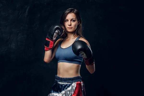 Oldukça profesyonel kadın boksör portresi — Stok fotoğraf