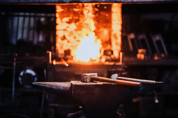 Smith workshop with nessecary equipment and working stove — Stock Photo, Image