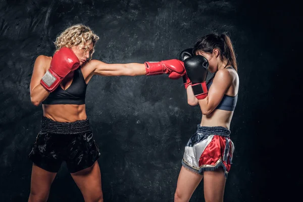 Борьба между двумя профессиональными боксерами — стоковое фото