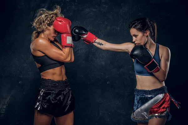 Combat entre deux boxeuses professionnelles — Photo