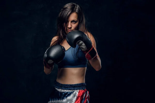 Portret van mooie professionele vrouwelijke bokser — Stockfoto