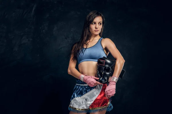 Retrato de boxeador feminino muito profissional — Fotografia de Stock