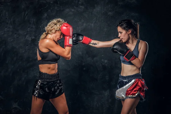 Lucha entre dos boxeadoras profesionales —  Fotos de Stock