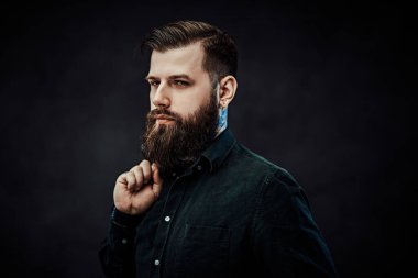 Stüdyoda poz veren genç hippi.