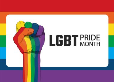 Özgürlük ve hoşgörü için LGBT bayrağı renkleriyle yükseltilmiş yumruk