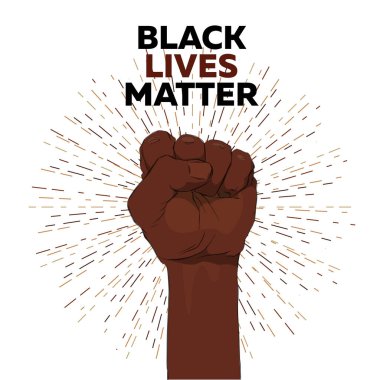 Beyaz bir arka planda Afrika kökenli Amerikalı kol hareketi. Siyah hayatlar önemlidir.