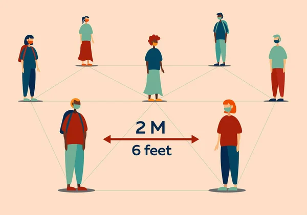 Gardez le panneau de distance de 2 mètres — Image vectorielle